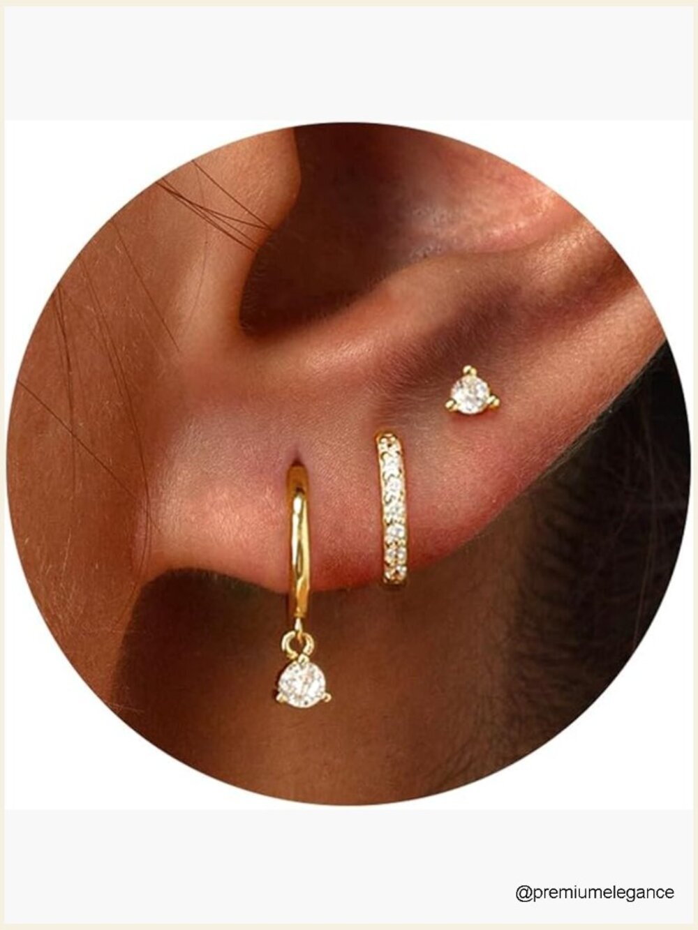 3 Pair Gold Hoop Earring Set Dainty Stud Huggie Earrings for Women